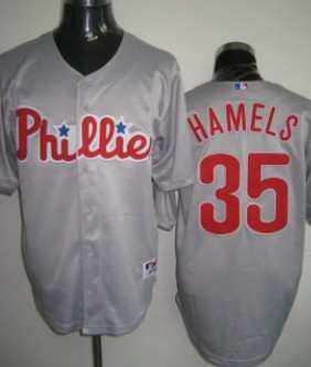 Philadelphia Phillies #35 Hamels Gray Jersey