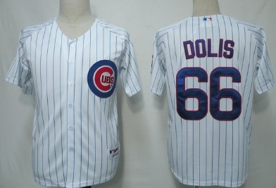 Chicago Cubs #66 Dolis White Pinstirpe Jersey