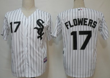 Chicago White Sox 17 Flowers White With Black Pinstripe Jersey