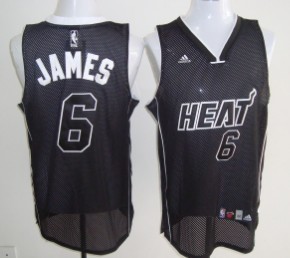 Miami Heat #6 LeBron James All Black With White Swingman Jersey
