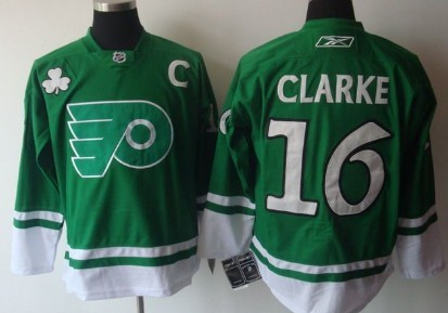 Philadelphia Flyers #16 Bobby Clarke St. Patrick's Day Green Jersey
