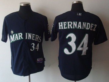 Seattle Mariners #34 Felix Hernandez Navy Blue Jersey
