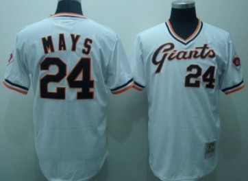 San Francisco Giants #24 Willie Mays White Throwback Jersey