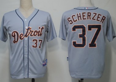 Detroit Tigers #37 Max Scherzer Gray Jersey