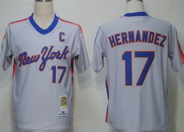New York Mets #17 Keith Hernandez 1987 Gray Throwback Jersey