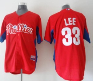 Philadelphia Phillies #33 Cliff Lee Red BP Jersey