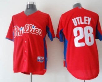 Philadelphia Phillies #26 Chase Utley Red BP Jersey