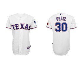 Texas Rangers #30 Feliz White Jersey