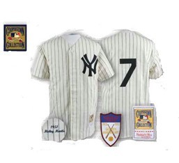New York Yankees #7 Mickey Mantle White Throwback Jersey