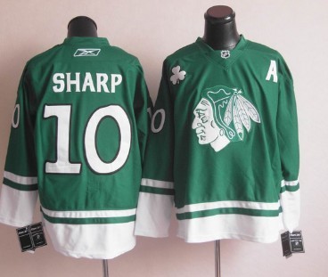 Chicago Blackhawks #10 Patrick Sharp St. Patrick's Day Green Jersey