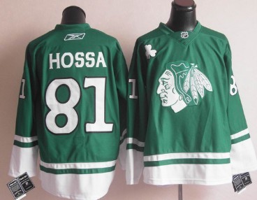 Chicago Blackhawks #81 Marian Hossa St. Patrick's Day Green Jersey