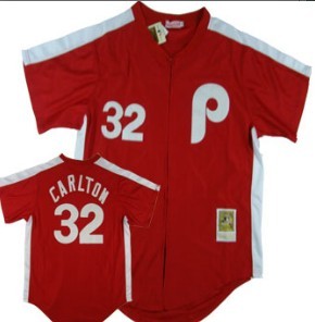 Philadelphia Phillies #32 Carlton Red Throwback Jersey
