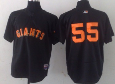 San Francisco Giants #55 Tim Lincecum Black With Orange Jersey
