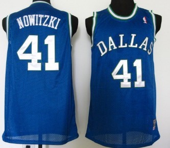 Dallas Mavericks #41 Dirk Nowitzki Blue Swingman Throwback Jersey