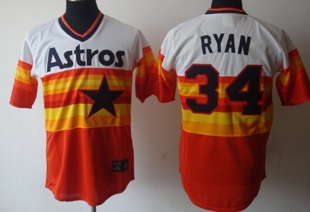 Houston Astros #34 Nolan Ryan Rainbow Throwback Jersey
