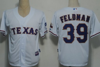 Texas Rangers #39 Feldman White Jersey