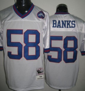 New York Giants #58 Banks White Throwback Jersey