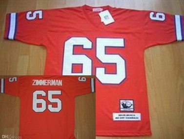Denver Broncos #65 Zimmerman Orange Throwback Jersey