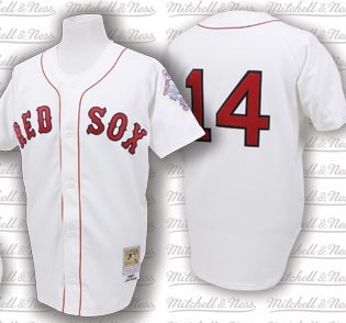 Boston Red Sox #14 Jim Rice White Buttons Throwback Jersey