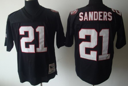 Atlanta Falcons #21 Deion Sanders Black Throwback Jersey