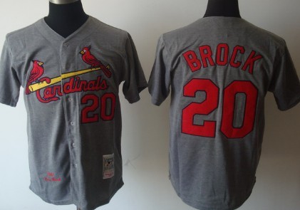 St. Louis Cardinals #20 Lou Brock Gray Throwback Jersey