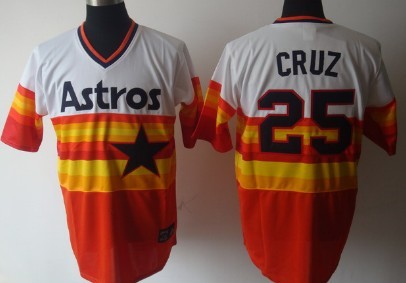 Houston Astros #25 Cruz White With Orange Throwback Jersey