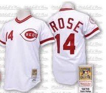 Cincinnati Reds #14 Pete Rose White With Red Throwback Jersey