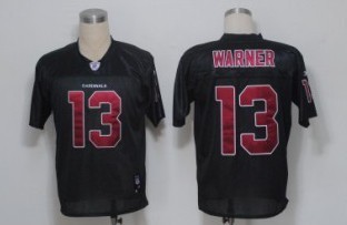 Reebok Arizona Cardinals #13 Kurt Warner Full Black With Red Jersey