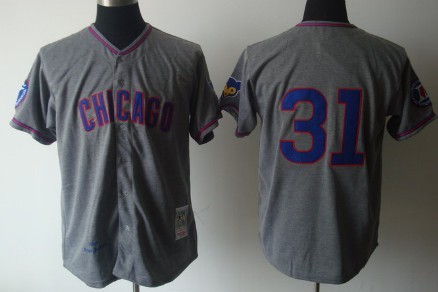 Chicago Cubs #31 Fergie Jenkins 1968 Gray Wool Throwback Jersey
