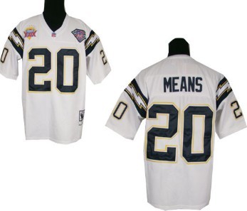 San Diego Chargers #20 Natrone Means White Throwback Jersey
