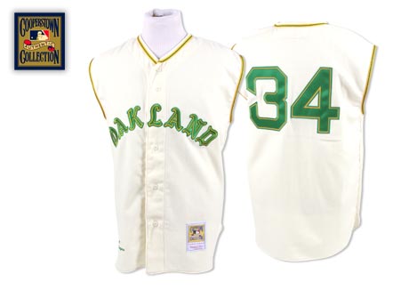 Oakland Athletics #34 Rollie Fingers 1968 Cream Throwback Jersey