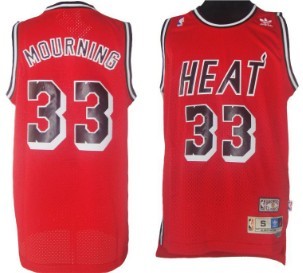 Miami Heat #33 Alonzo Mourning Red Swingman Throwback Jersey