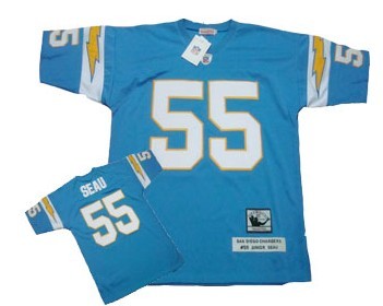 San Diego Chargers #55 Junior Seau Light Blue Throwback Jersey