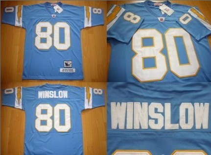 San Diego Chargers #80 Kellen Winslow Light Blue Throwback Jersey