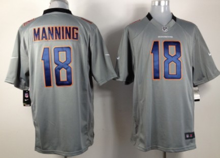 Nike Denver Broncos #18 Peyton Manning Gray Game Jersey