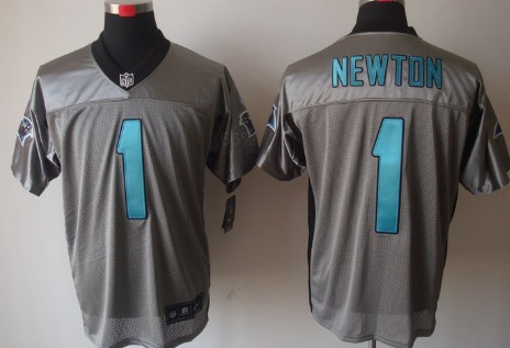 Nike Carolina Panthers #1 Cam Newton Gray Shadow Elite Jersey