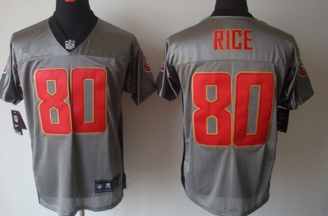 Nike San Francisco 49ers #80 Jerry Rice Gray Shadow Elite Jersey