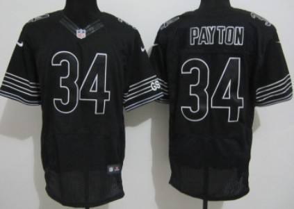 Nike Chicago Bears #34 Walter Payton Black Elite Jersey