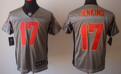 Nike San Francisco 49ers #17 A.J. Jenkins Gray Shadow Elite Jersey