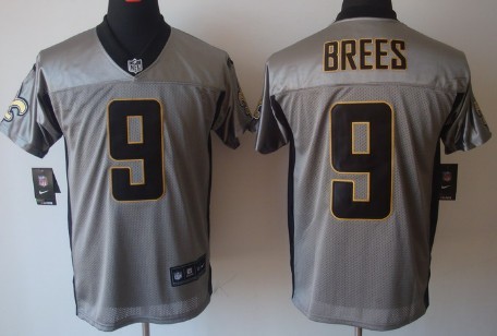 Nike New Orleans Saints #9 Drew Brees Gray Shadow Elite Jersey