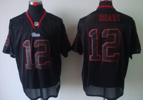 Nike New England Patriots #12 Tom Brady Lights Out Black Elite Jersey