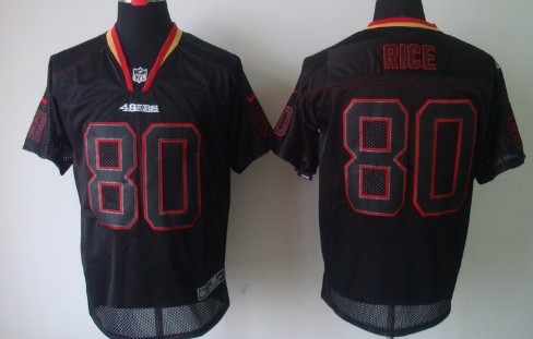 Nike San Francisco 49ers #80 Jerry Rice Lights Out Black Elite Jersey
