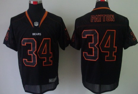 Nike Chicago Bears #34 Walter Payton Lights Out Black Elite Jersey