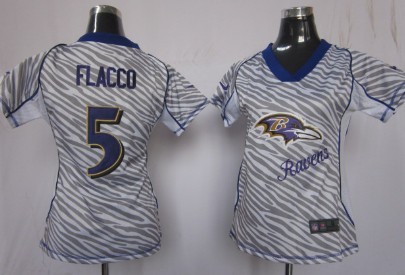 Nike Baltimore Ravens #5 Joe Flacco 2012 Womens Zebra Fashion Jersey