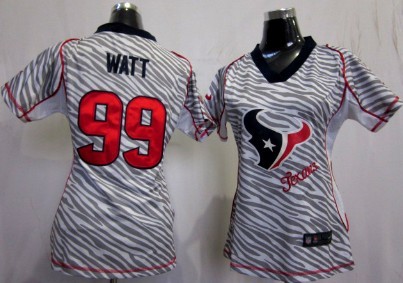 Nike Houston Texans #99 J.J. Watt 2012 Womens Zebra Fashion Jersey