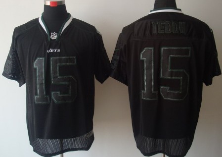 Nike New York Jets #15 Tim Tebow Lights Out Black Elite Jersey