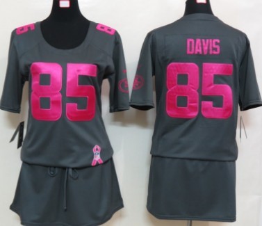Nike San Francisco 49ers #85 Vernon Davis Breast Cancer Awareness Gray Womens Jersey