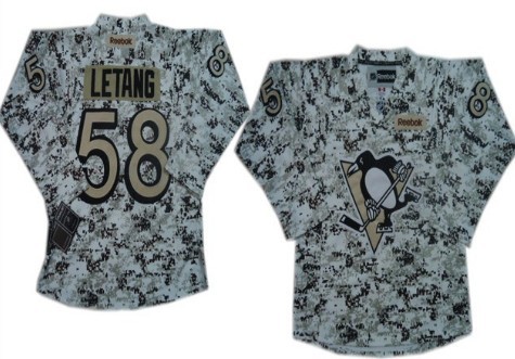 Pittsburgh Penguins #58 Kris Letang White Camo Jersey