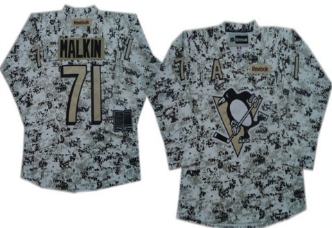 Pittsburgh Penguins #71 Evgeni Malkin White Camo Jersey