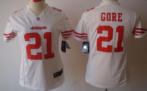 Nike San Francisco 49ers #21 Frank Gore White Limited Womens Jersey